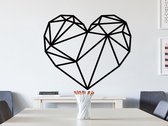HOUTEN WANDDECORATIE / WOODEN WALL DECORATION - GEOMETRISCHE MUURDECORATIE / GEOMETRIC WALL ART - HART / HEART - 35 x 30cm - ZWART / BLACK - ORIGAMI DESIGN WANDFIGUUR - ECHT HOUT -