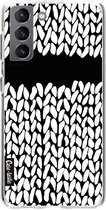 Casetastic Samsung Galaxy S21 4G/5G Hoesje - Softcover Hoesje met Design - Missing Knit Black Print