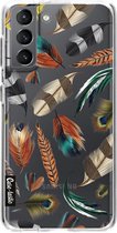 Casetastic Samsung Galaxy S21 4G/5G Hoesje - Softcover Hoesje met Design - Feathers Multi Print