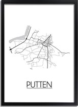 Putten Plattegrond poster A4 + fotolijst zwart (21x29,7cm) DesignClaud