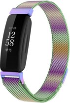 Shop4 - Fitbit Inspire HR Bandje - Large Metaal Regenboog Meerkleurig