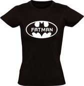 Fatman dames t-shirt | batman | superheld | gotham | dik | dikzak | cadeau | Zwart