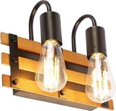 QAZQA paleta - Industriele Wandlamp voor binnen - 2 lichts - D 10.5 cm - Bruin - Industrieel -  Woonkamer | Slaapkamer | Keuken