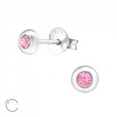 Aramat jewels ® - Zilveren oorbellen rond 4mm roze swarovski elements kristal