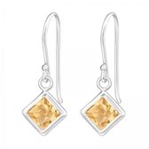 Aramat jewels ® - Oorhanger vierkant kinderen zirkonia champagne 925 zilver 6mm