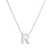 Rvs letter ketting letter r staal zilverkleurig 45cm 50cm