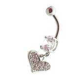 Navelpiercing hanger hartje strass