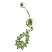 Navelpiercing hanger groen chirurgisch staal volwassenen dames