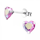 Aramat jewels ® - Aramat Jewels-Oorbellen hart AB roze 925 zilver zirkonia 6mm