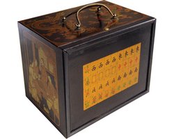Mahjong spel - in houten kist zwart M spelregels