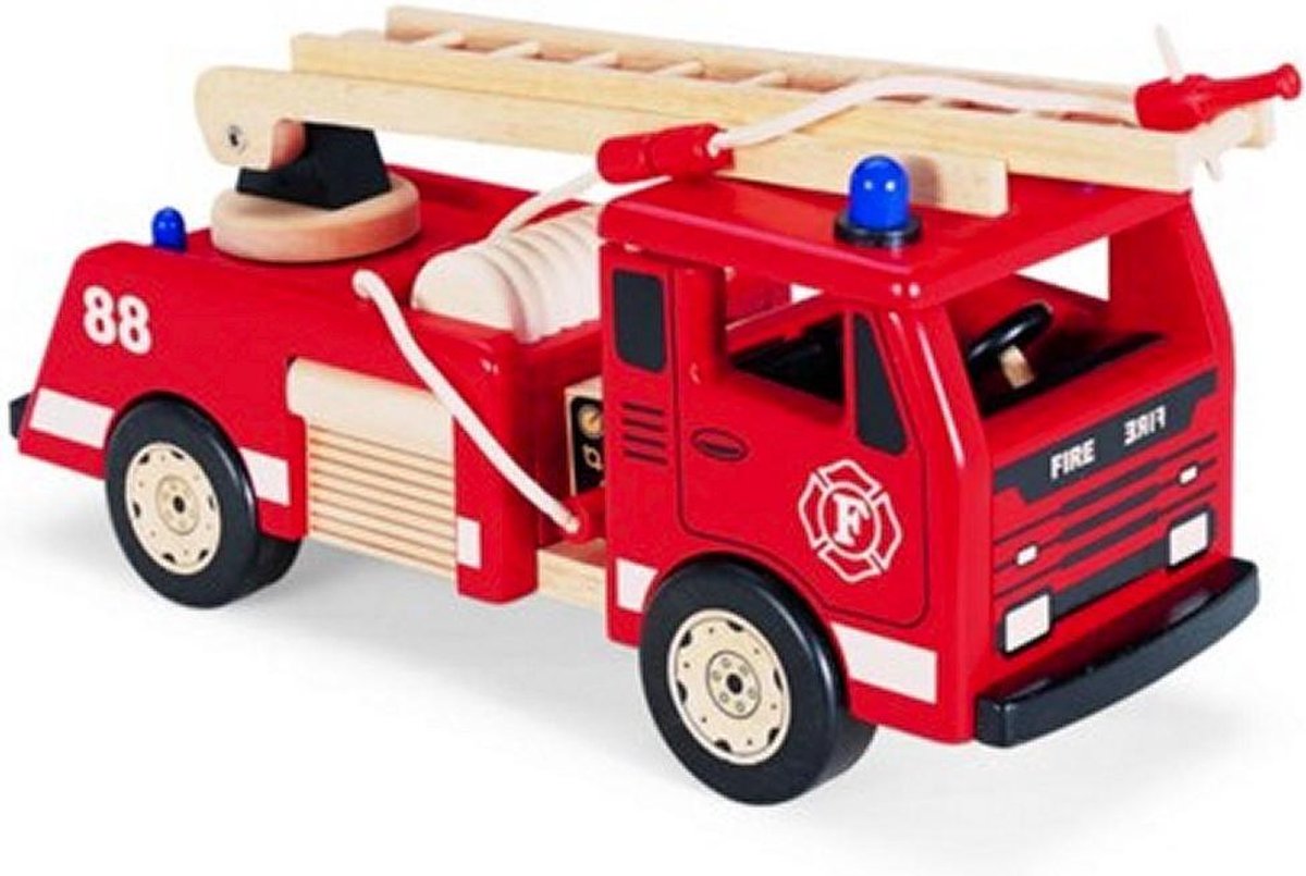 Pintoy Grote Houten Brandweerauto 45 cm