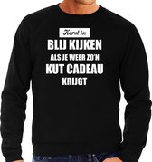 Zwarte foute Kersttrui / sweater - Kerst is blij kijken / kut cadeau - heren - Kerstkleding / Christmas outfit L