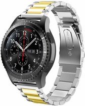 Stalen Smartwatch bandje - Geschikt voor  Samsung Galaxy Watch stalen band 46mm - zilver/goud - Horlogeband / Polsband / Armband