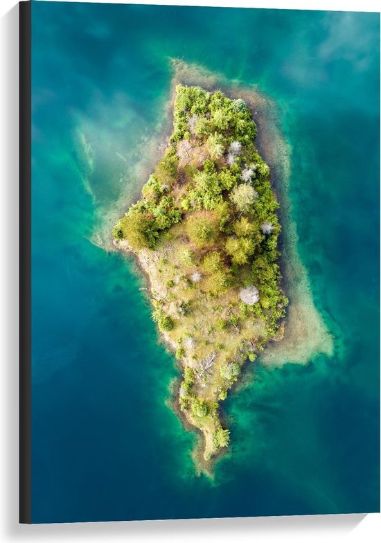 Canvas - Groen Eilandje in de zee - Foto op Canvas Schilderij (Wanddecoratie op Canvas)