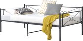 Metalen bed Alvesta met bedbodem 90x200 cm donkergrijs