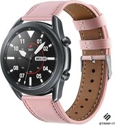 Leer Smartwatch bandje - Geschikt voor  Samsung Galaxy Watch 3 - 45mm bandje leer - roze - Strap-it Horlogeband / Polsband / Armband