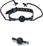 Ball gag met tepelklemmen Whipsmart - - Blauw