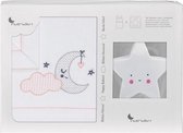 Interbaby Lakenset Wieg Maan 152 X 102 Cm Roze/wit 4-delig