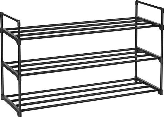 ACAZA Schoenenrek - Schoenenkast - Set van 2 - Voor 24-30 paar schoenen - 92 x 30 x 54 cm - Metaal - Zwart