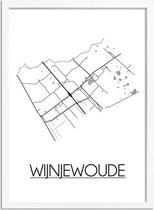 Wijnjewoude Plattegrond poster A4 + fotolijst wit (21x29,7cm) - DesignClaud