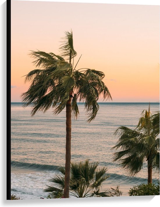 Canvas  - Palmbomen aan het Water - 75x100cm Foto op Canvas Schilderij (Wanddecoratie op Canvas)