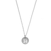 Letter ketting coin - initiaal B - Zilver - 40 cm