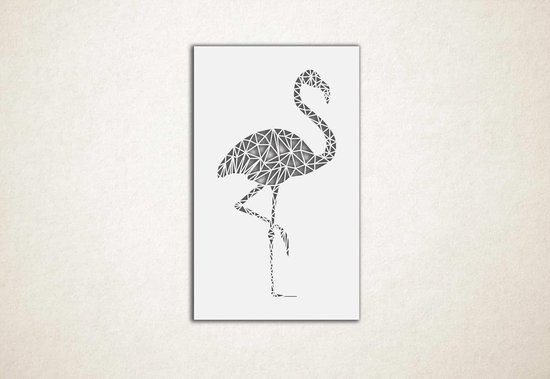 Line Art - Flamingo vierkant - M - 90x56cm - Wit - geometrische wanddecoratie