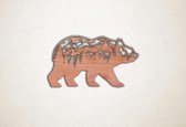 Wanddecoratie - Lopende beer met gebergte - M - 50x90cm - Multiplex - muurdecoratie - Line Art