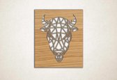 Line Art - Stier vierkant - M - 71x60cm - Eiken - geometrische wanddecoratie