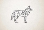 Line Art - Wolf 11 - XS - 24x30cm - Wit - geometrische wanddecoratie