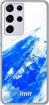 6F hoesje - geschikt voor Samsung Galaxy S21 Ultra -  Transparant TPU Case - Blue Brush Stroke #ffffff