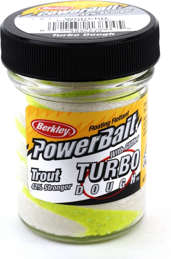 Berkley TroutBait Select Glitter Turbo - Foreldeeg - 50 gr - Wit / Lime