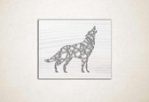 Line Art - Wolf vierkant 4 - M - 60x75cm - EssenhoutWit - geometrische wanddecoratie