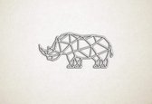 Line Art - Neushoorn - M - 41x90cm - Wit - geometrische wanddecoratie