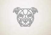 Line Art - Hond - Amerikaanse Bulldog - XS - 23x30cm - EssenhoutWit - geometrische wanddecoratie