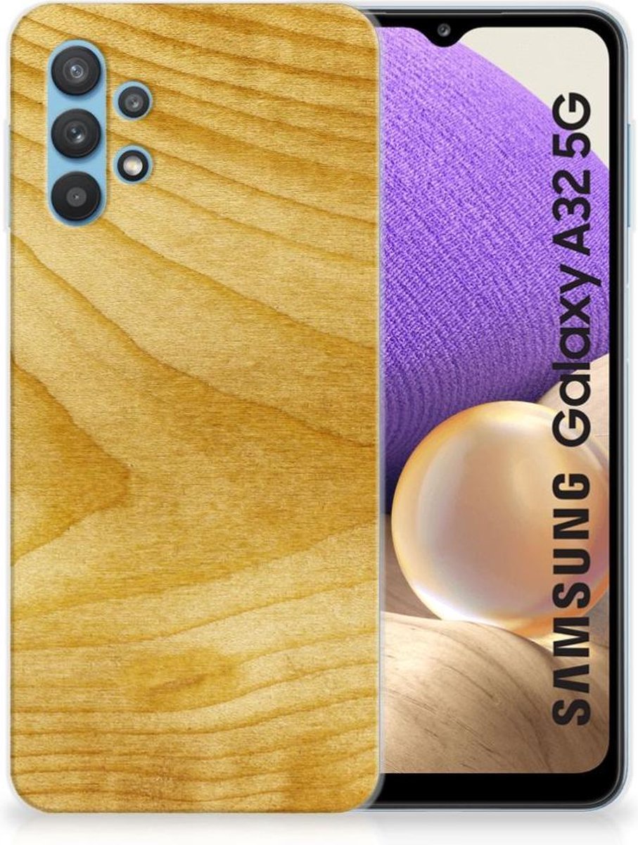 Samsung Galaxy A32 5G Bumper Hoesje Licht Hout