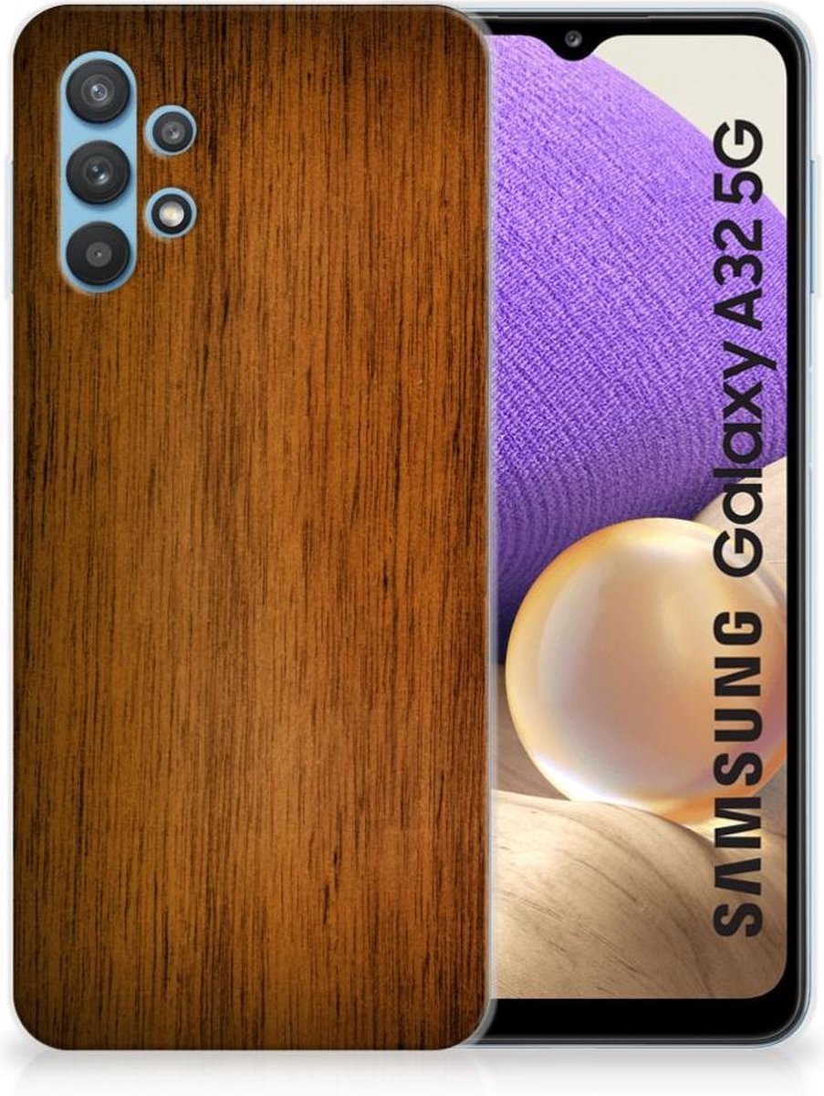 Samsung Galaxy A32 5G Bumper Hoesje Donker Hout