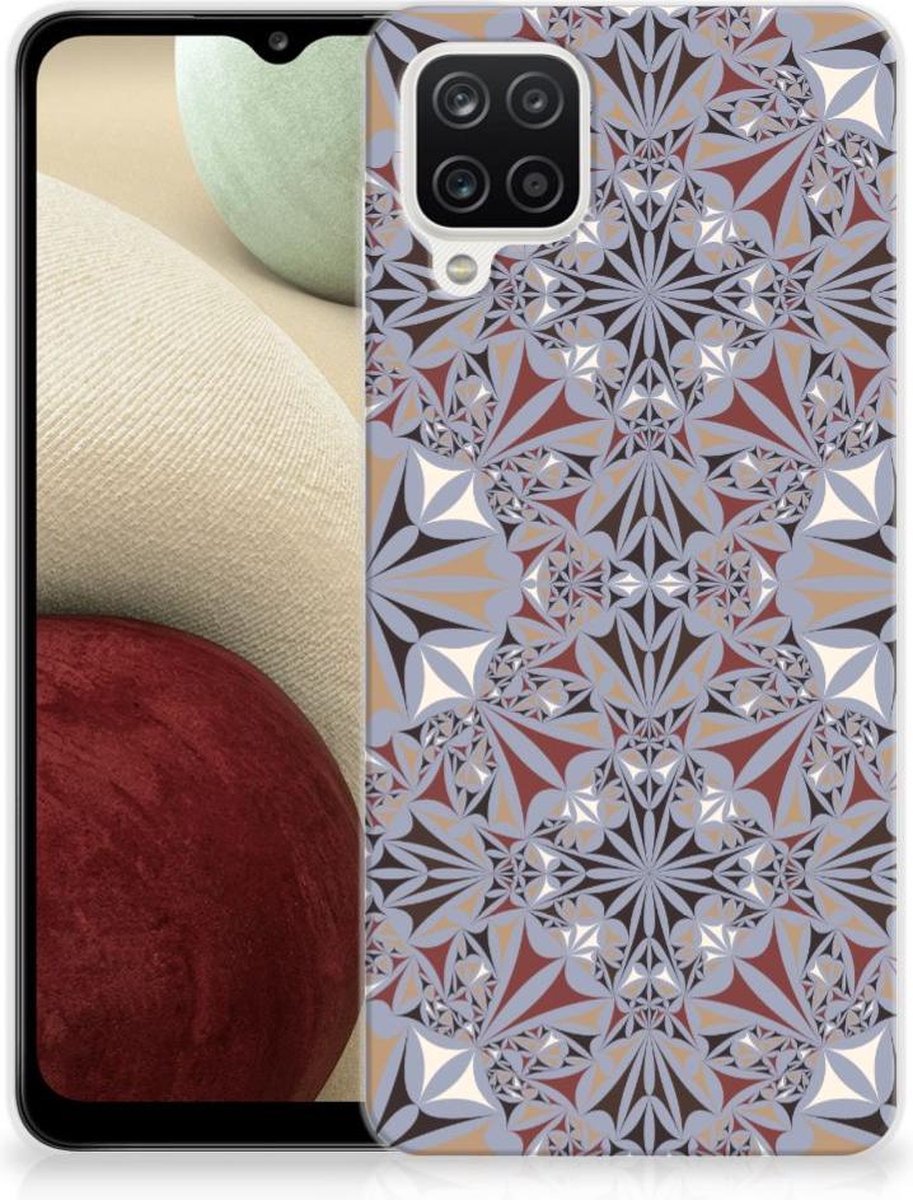 Samsung Galaxy A12 TPU Siliconen Hoesje Flower Tiles