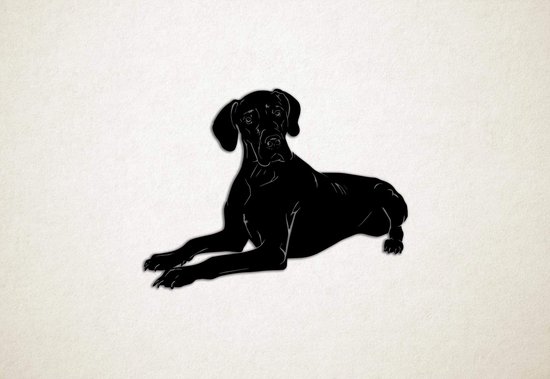 Wanddecoratie - Hond - Deense Dog - M - 60x79cm - Zwart - muurdecoratie - Line Art