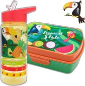 Broodtrommel + drinkfles Jungle | Lunchbox Toekan kinderen | BPA vrij LS20