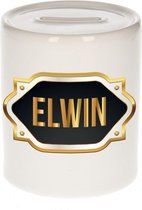 Elwin naam cadeau spaarpot met gouden embleem - kado verjaardag/ vaderdag/ pensioen/ geslaagd/ bedankt