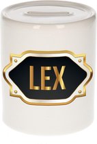 Lex naam cadeau spaarpot met gouden embleem - kado verjaardag/ vaderdag/ pensioen/ geslaagd/ bedankt