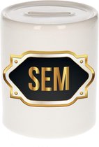 Sem naam cadeau spaarpot met gouden embleem - kado verjaardag/ vaderdag/ pensioen/ geslaagd/ bedankt