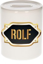 Rolf naam cadeau spaarpot met gouden embleem - kado verjaardag/ vaderdag/ pensioen/ geslaagd/ bedankt