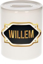 Willem naam cadeau spaarpot met gouden embleem - kado verjaardag/ vaderdag/ pensioen/ geslaagd/ bedankt