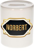 Norbert naam cadeau spaarpot met gouden embleem - kado verjaardag/ vaderdag/ pensioen/ geslaagd/ bedankt