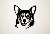 Wanddecoratie - Hond - Corgi 3 - XS - 27x25cm - Zwart - muurdecoratie - Line Art
