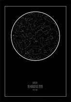 Je eigen gepersonaliseerde Star Map Zwart (sterrenposter) A2