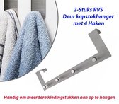 2-Stuks RVS Deur kapstokhanger met 4 Haken