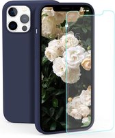 iPhone 12 Mini Hoesje - Soft Nano siliconen cover TPU backcover - Navy met 1x Screenprotector